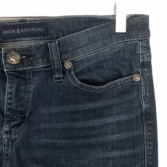 Rock & Republic Kasandra Mid Rise Bootcut Jeans Size 12 Dark Wash Y2K Bling - Picture 7 of 14